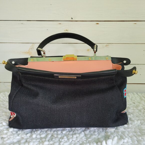 Fendi Peekaboo Medium Satchel – Denim QuTweet Beaded Limited Edition - Picture 4 of 16